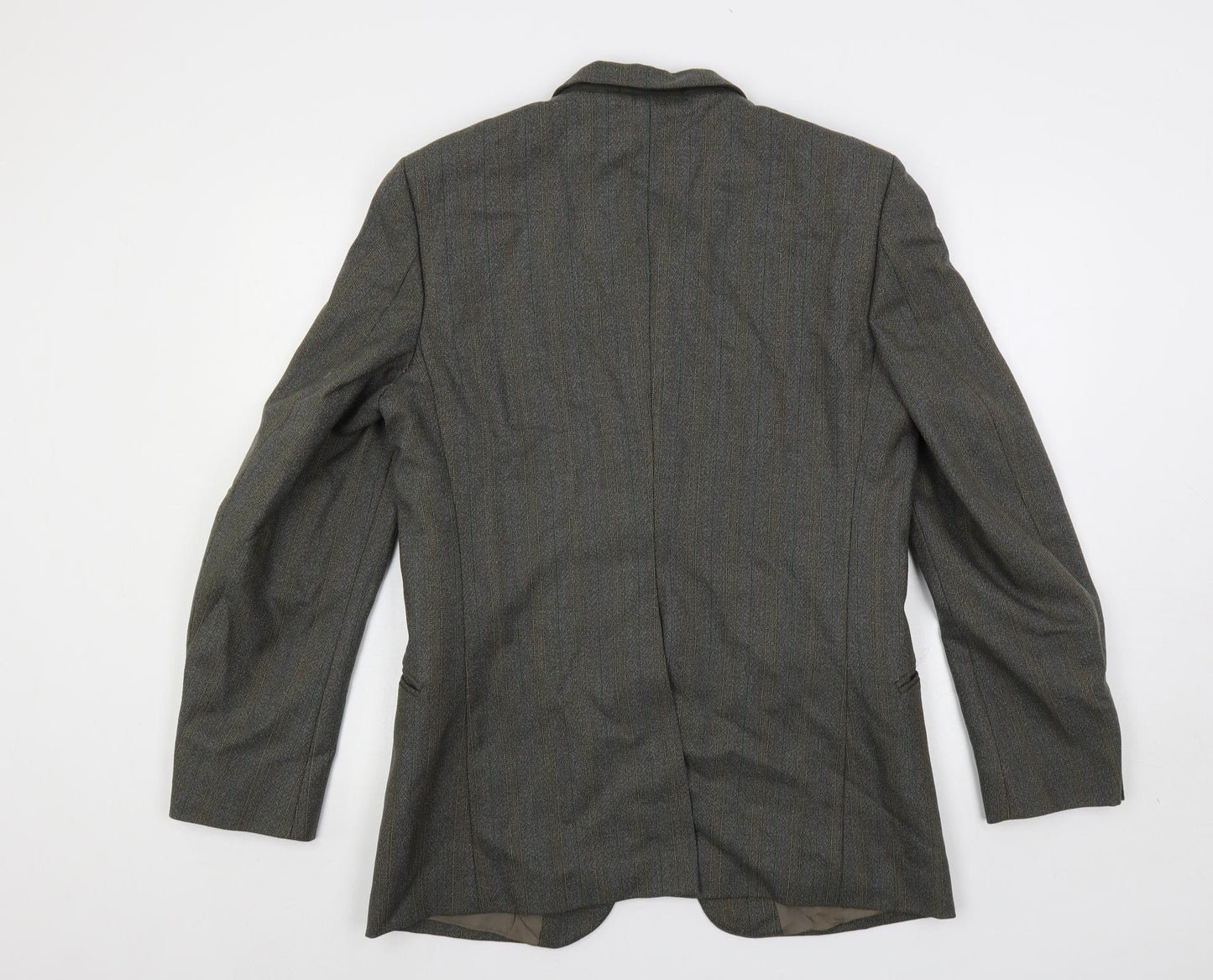 Hector Powe Mens Grey Striped Polyester Jacket Suit Jacket Size 36 Regular