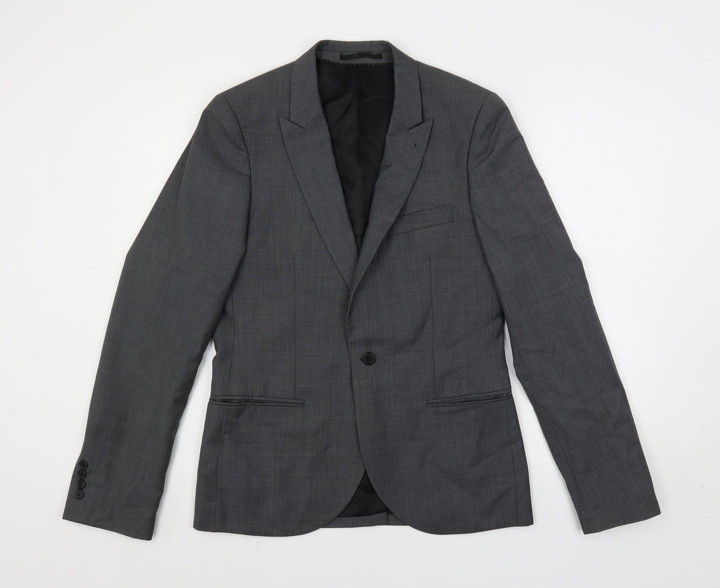 Topman Mens Grey Wool Jacket Suit Jacket Size 38 Regular
