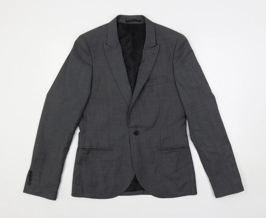 Topman Mens Grey Wool Jacket Suit Jacket Size 38 Regular