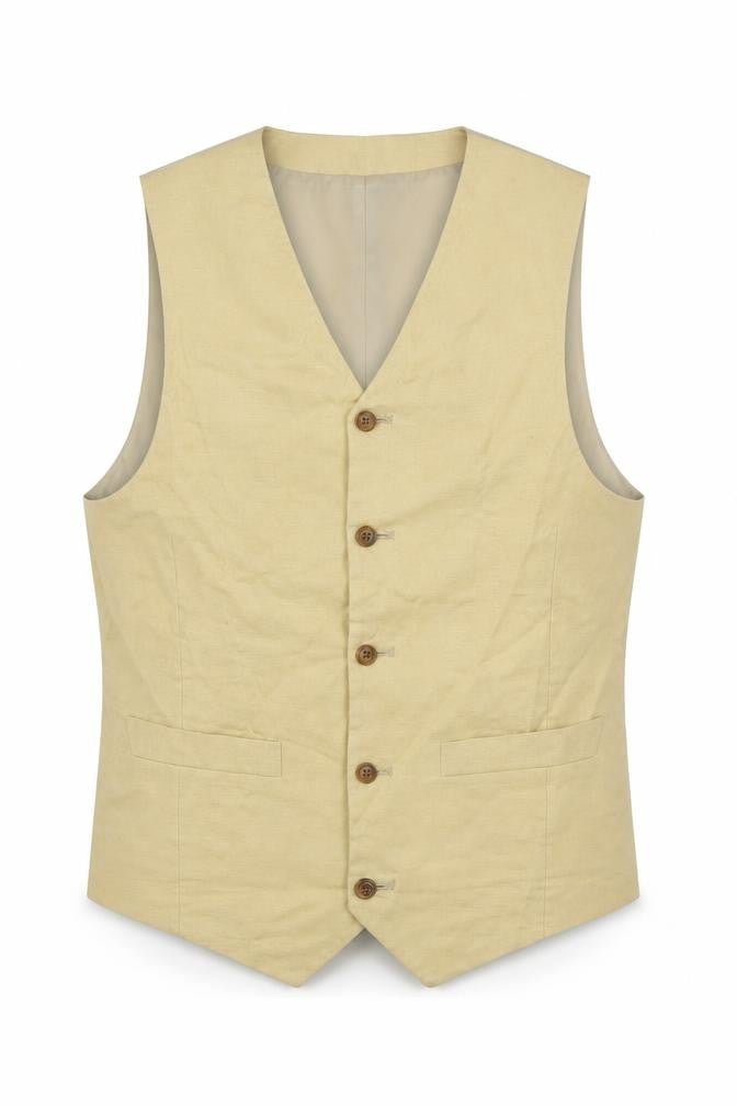 ASOS Mens Beige Cotton Jacket Suit Waistcoat Size 36 Regular