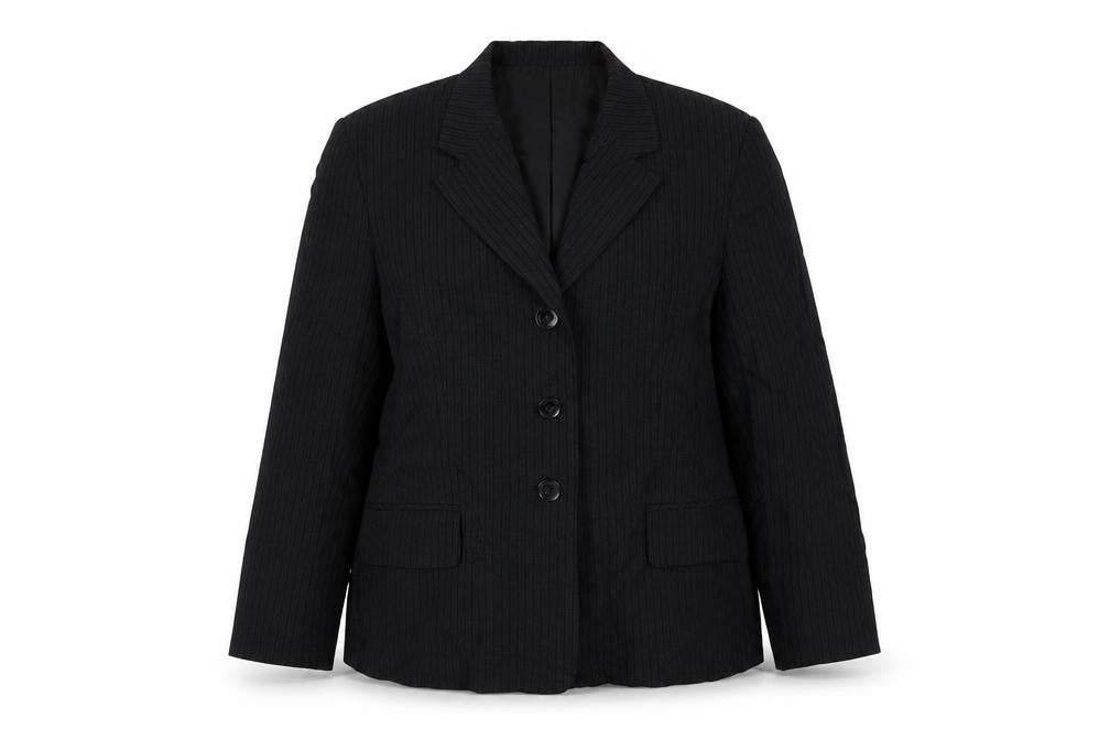 Louben Womens Black Striped Jacket Blazer Size 16 Button