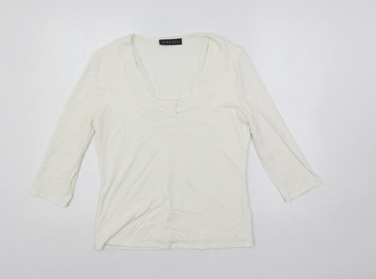 Alex & Co. Womens White Viscose Basic Blouse Size 12 Scoop Neck