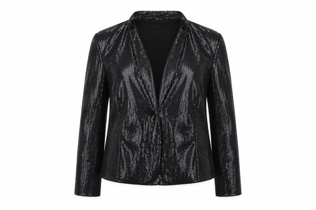 Alex & Co. Womens Black Jacket Blazer Size 18 - Open Sequin
