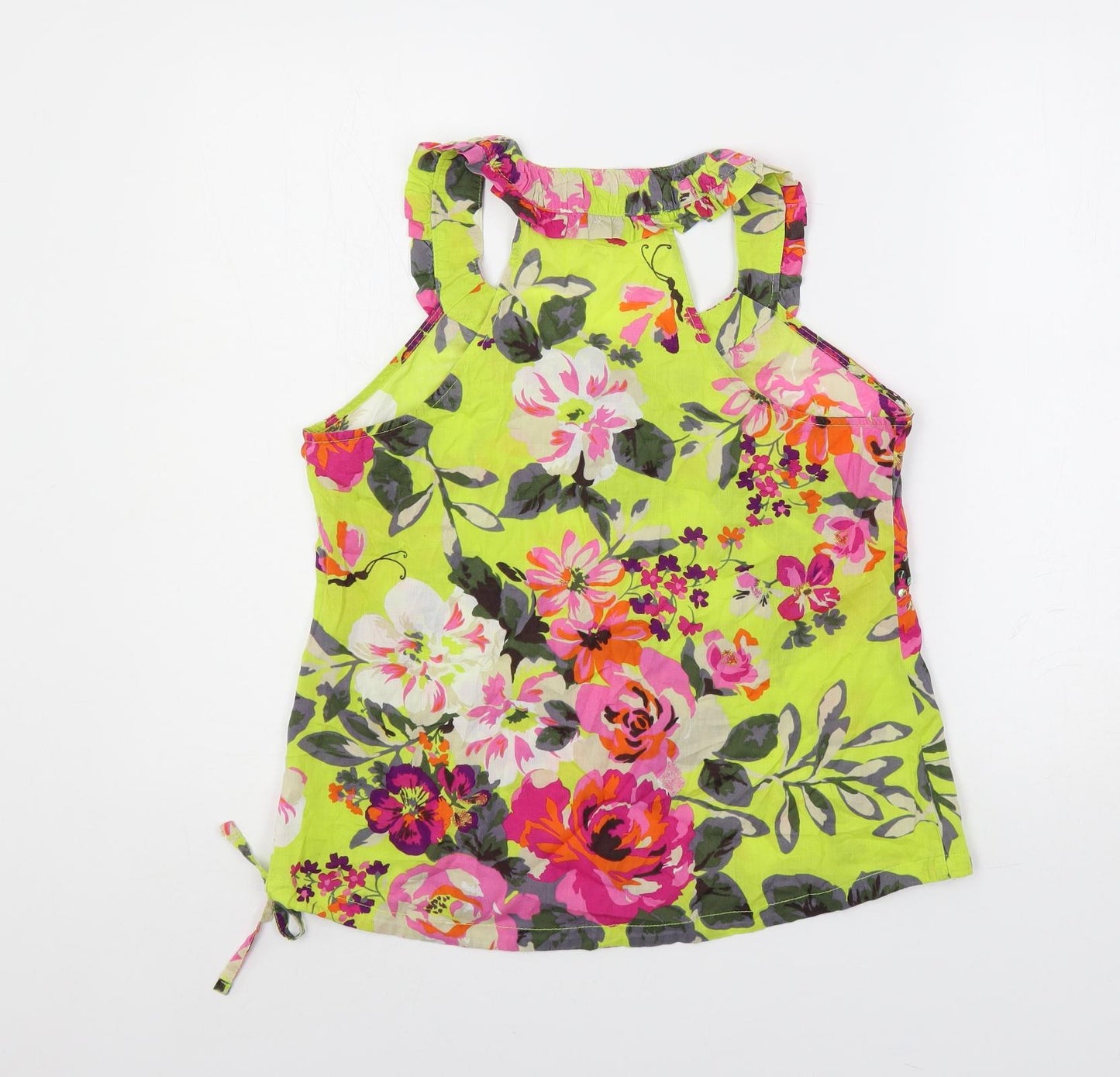 NEXT Womens Multicoloured Floral Cotton Basic Blouse Size 8 V-Neck - Sequin