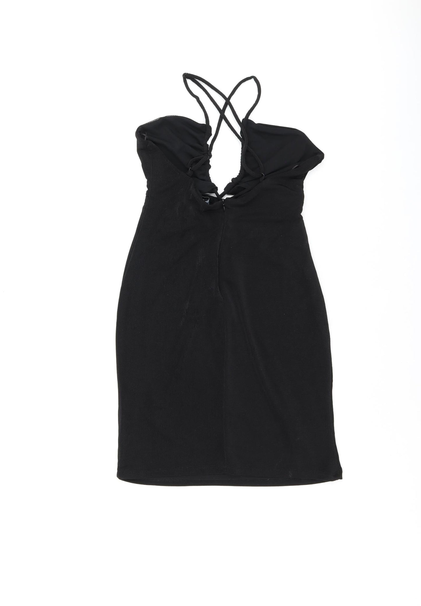 Bershka Womens Black Polyester Mini Size XL V-Neck Pullover - Keyhole Neck
