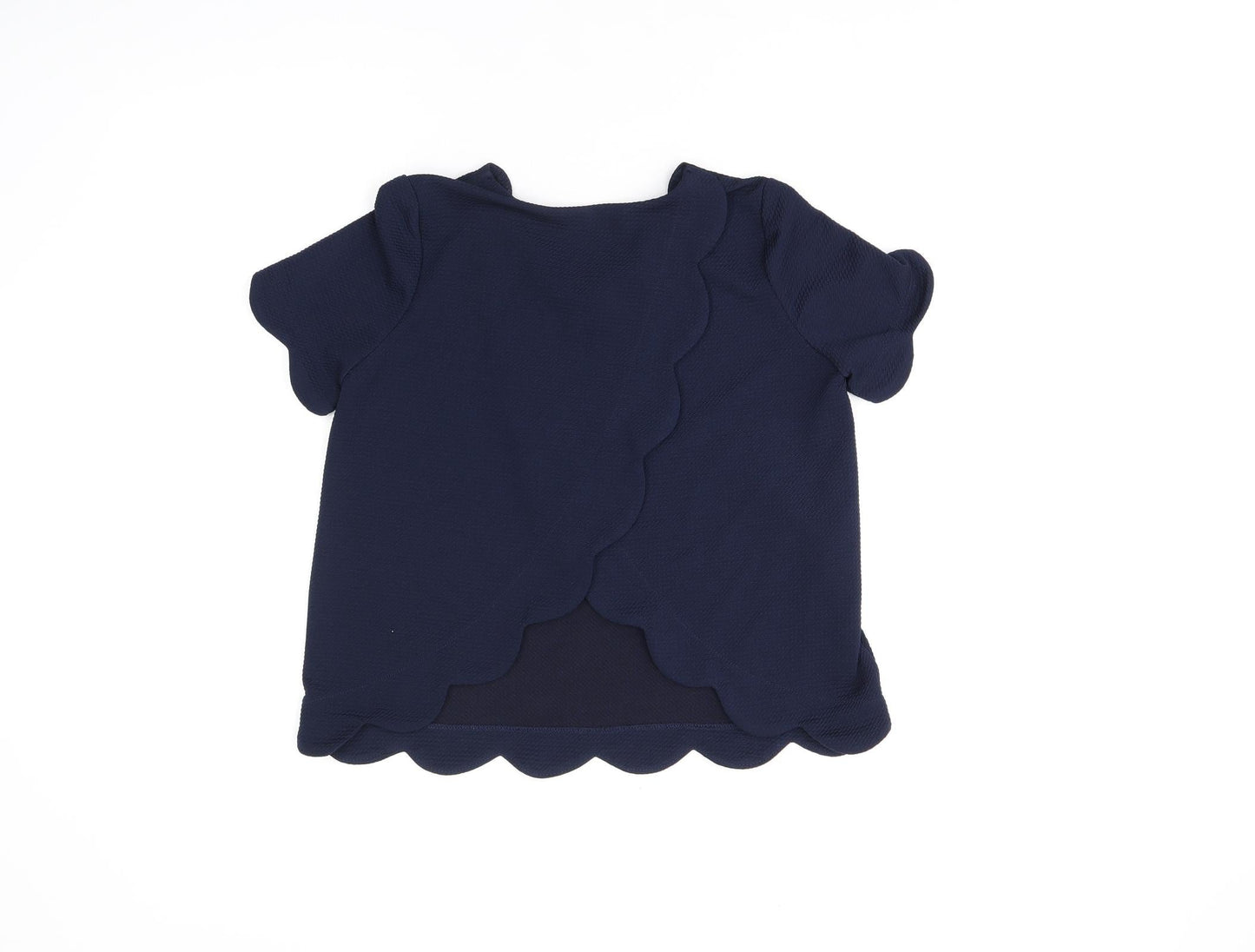 Monteau Womens Blue Polyester Basic T-Shirt Size XL V-Neck