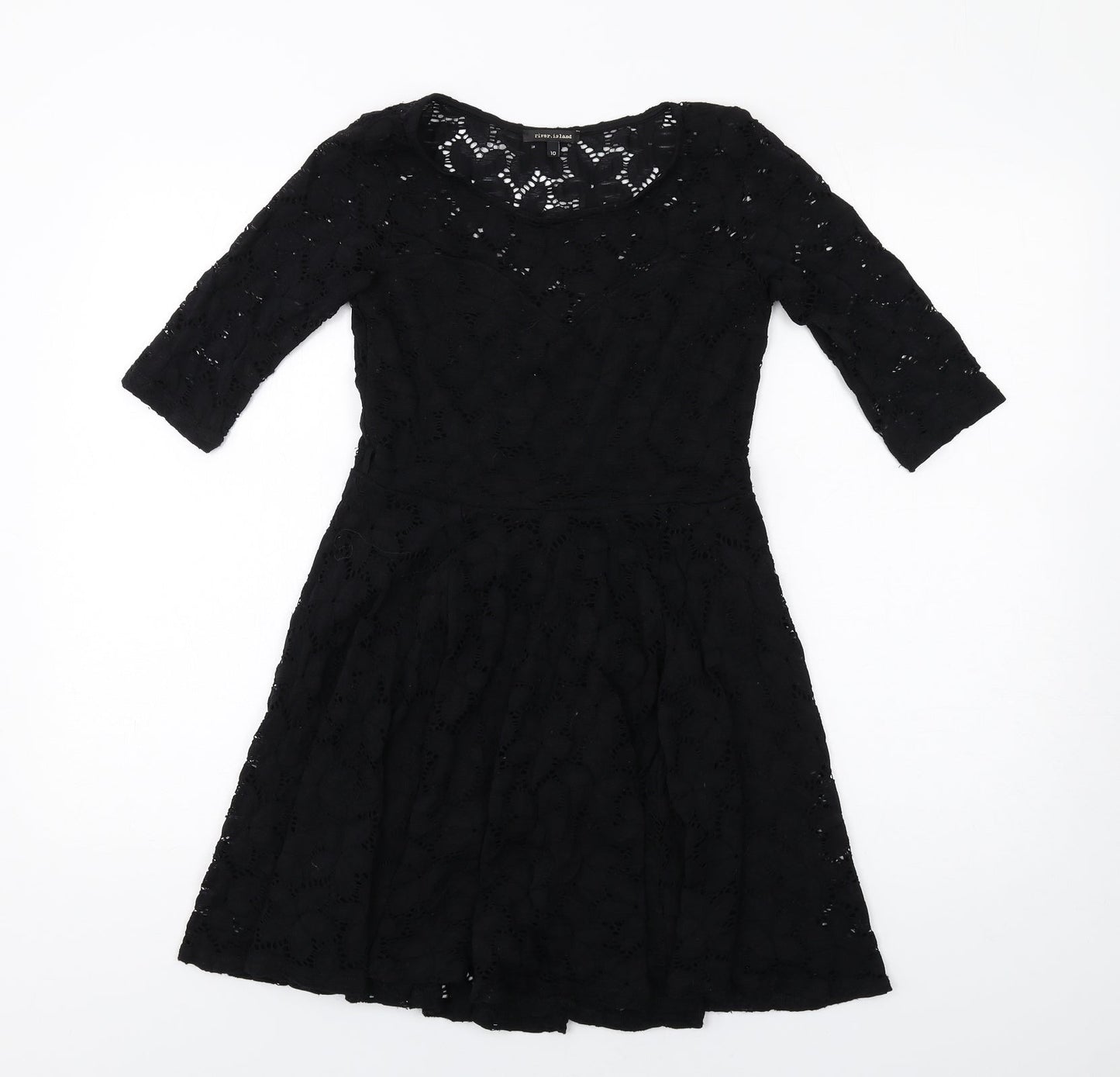 River Island Womens Black Nylon A-Line Size 10 Round Neck Pullover