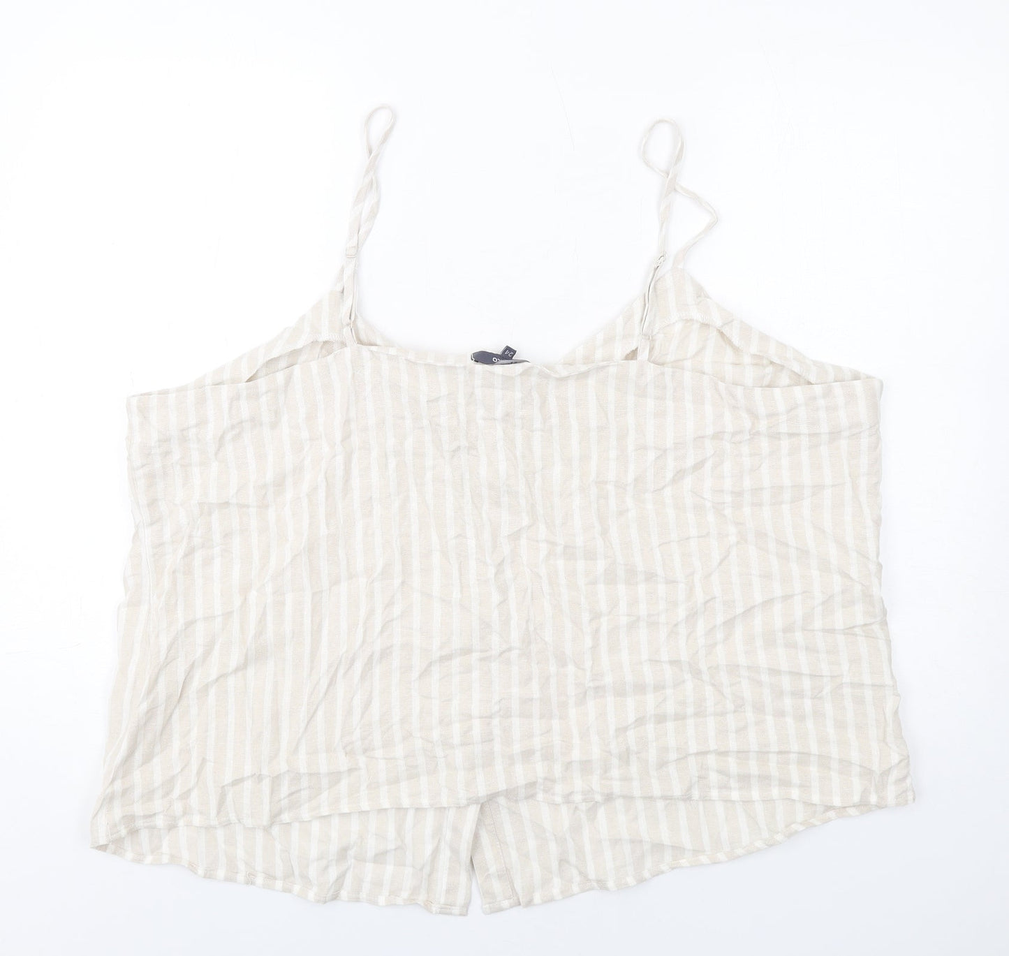 Studio Womens Beige Striped Viscose Camisole T-Shirt Size 24 V-Neck