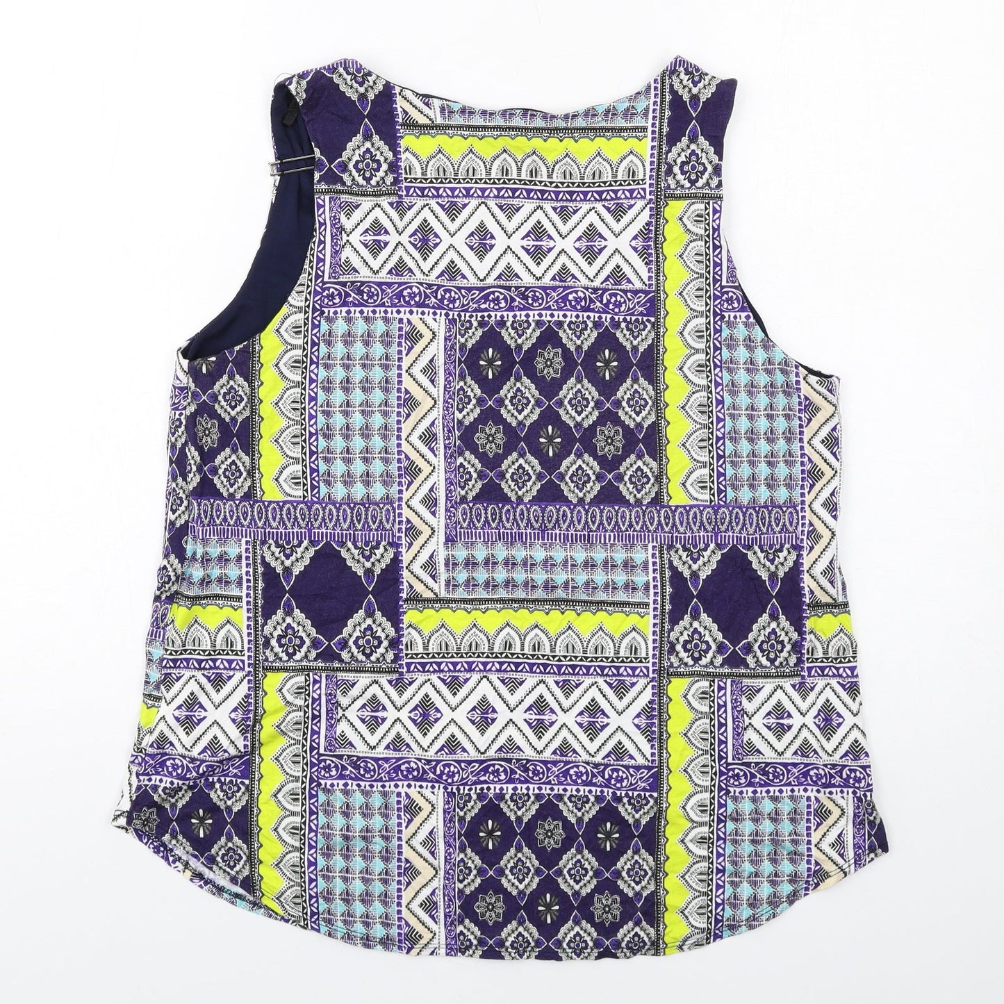 Wallis Womens Multicoloured Geometric Viscose Basic Tank Size 14 Scoop Neck