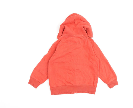 H&M Boys Red Cotton Full Zip Hoodie Size 2-3 Years Zip