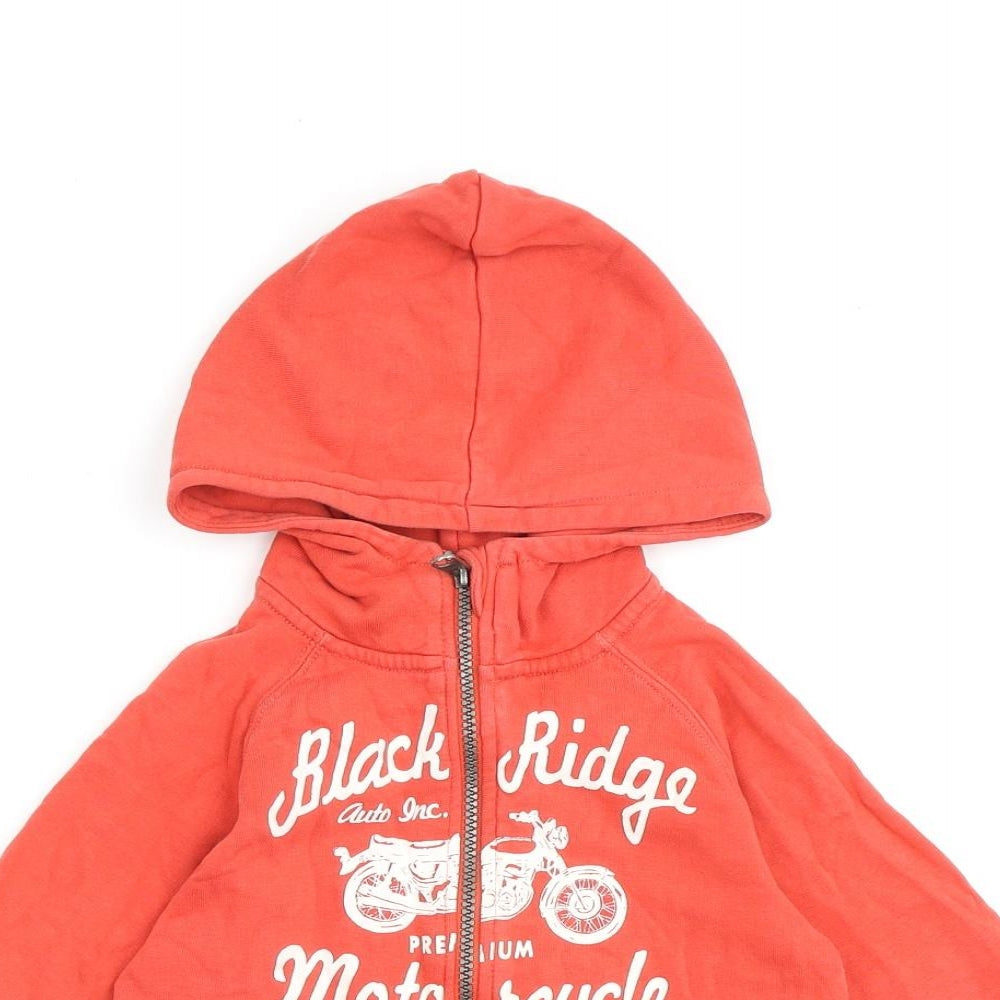 H&M Boys Red Cotton Full Zip Hoodie Size 2-3 Years Zip