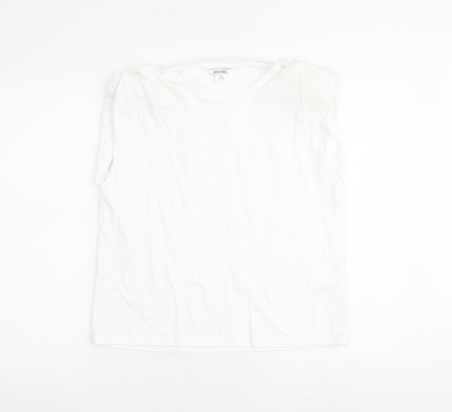 Monki Womens White 100% Cotton Basic Blouse Size XS Round Neck