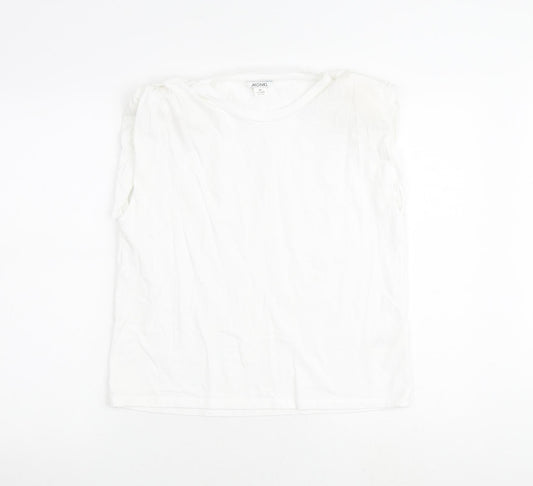 Monki Womens White 100% Cotton Basic Blouse Size XS Round Neck
