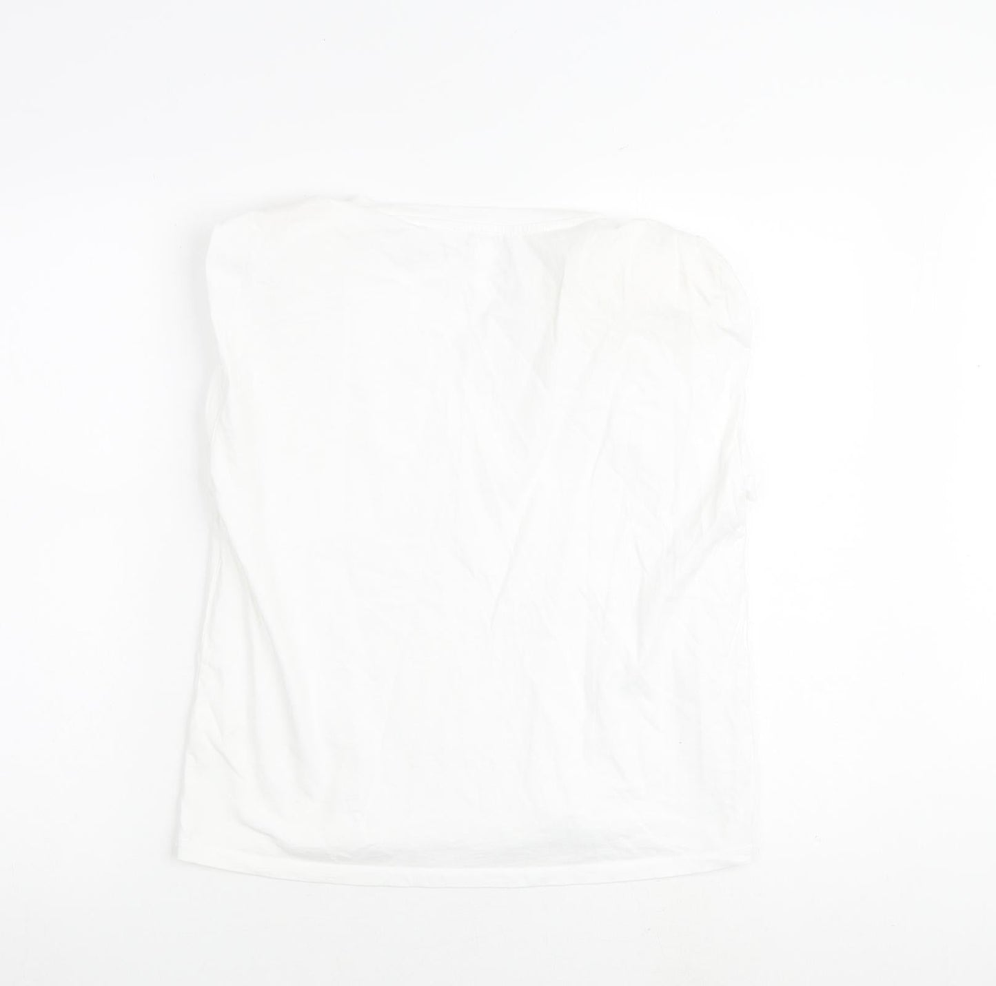 Monki Womens White 100% Cotton Basic Blouse Size XS Round Neck