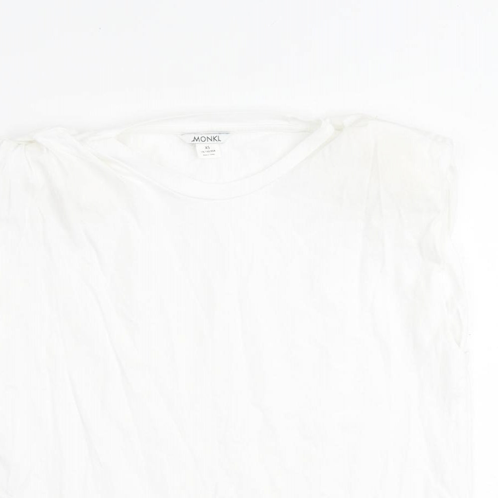 Monki Womens White 100% Cotton Basic Blouse Size XS Round Neck