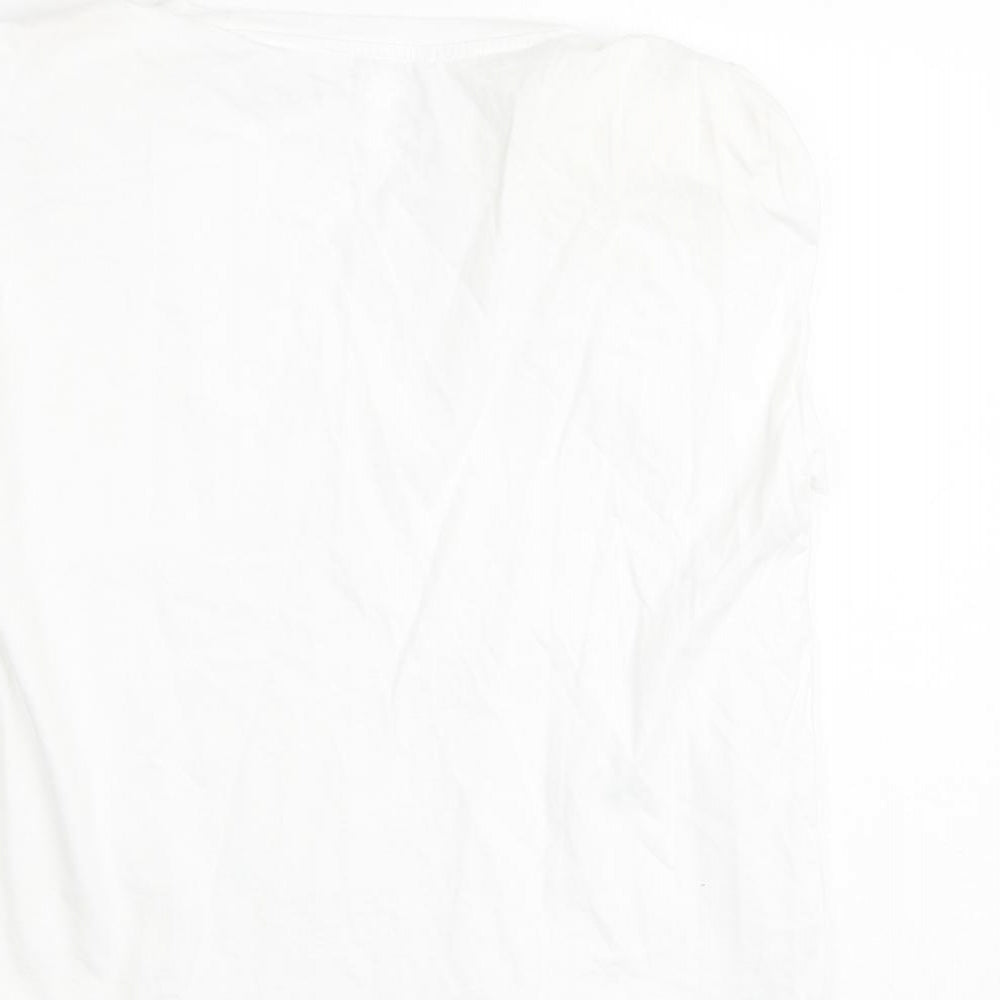 Monki Womens White 100% Cotton Basic Blouse Size XS Round Neck