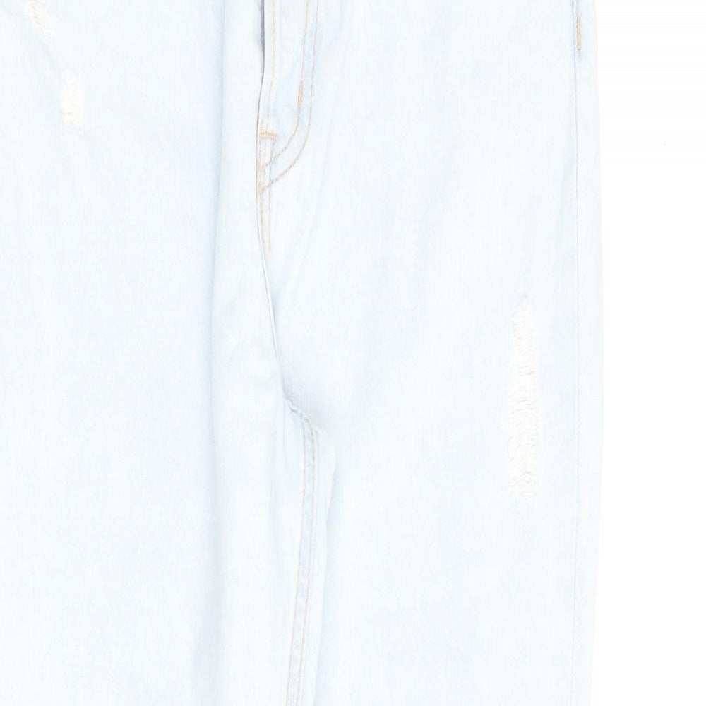 H&M Womens Blue Cotton Straight Jeans Size 6 L26 in Regular Zip