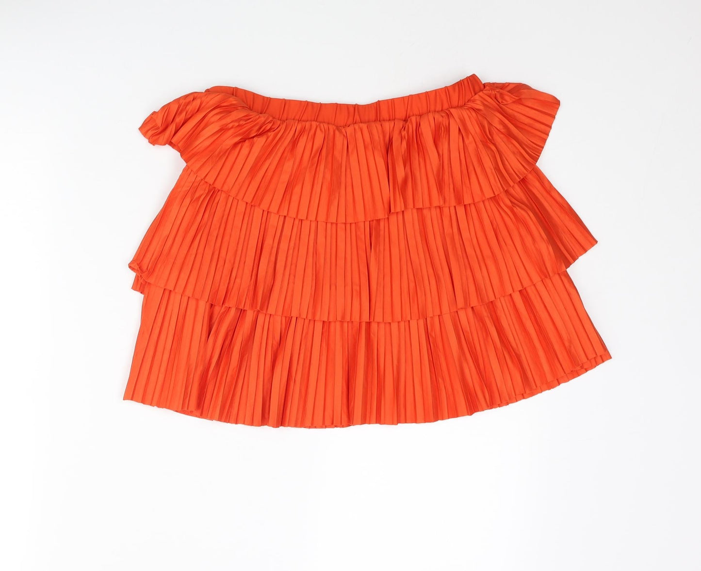 Zara Womens Red Polyester Mini Skirt Size M - Layered Pleat