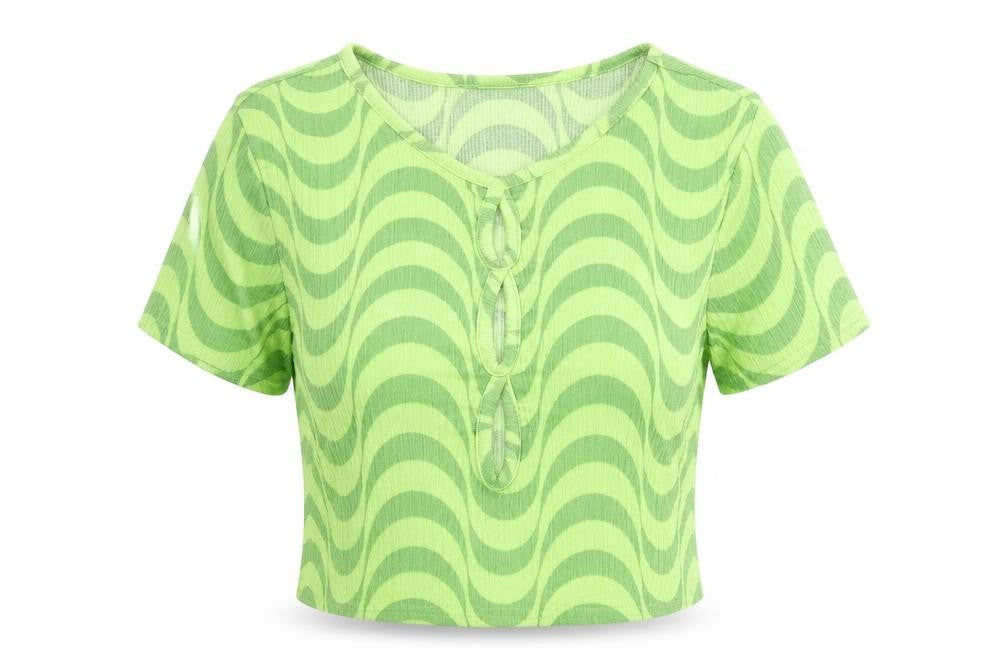 Womens UK Size S Wednesday's Girl Green Polyester T-Shirt