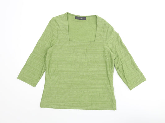 Alex & Co Womens Green Polyamide Basic Blouse Size 8 Square Neck
