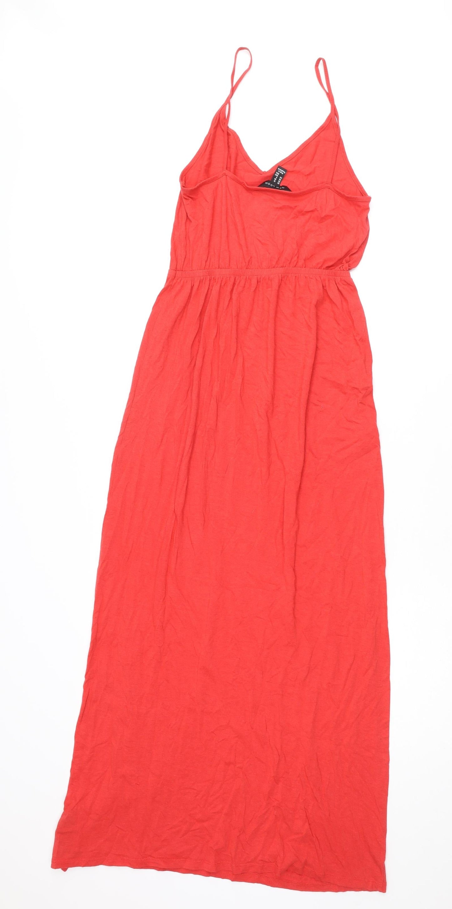 New Look Womens Red Viscose Maxi Size 10 V-Neck Pullover
