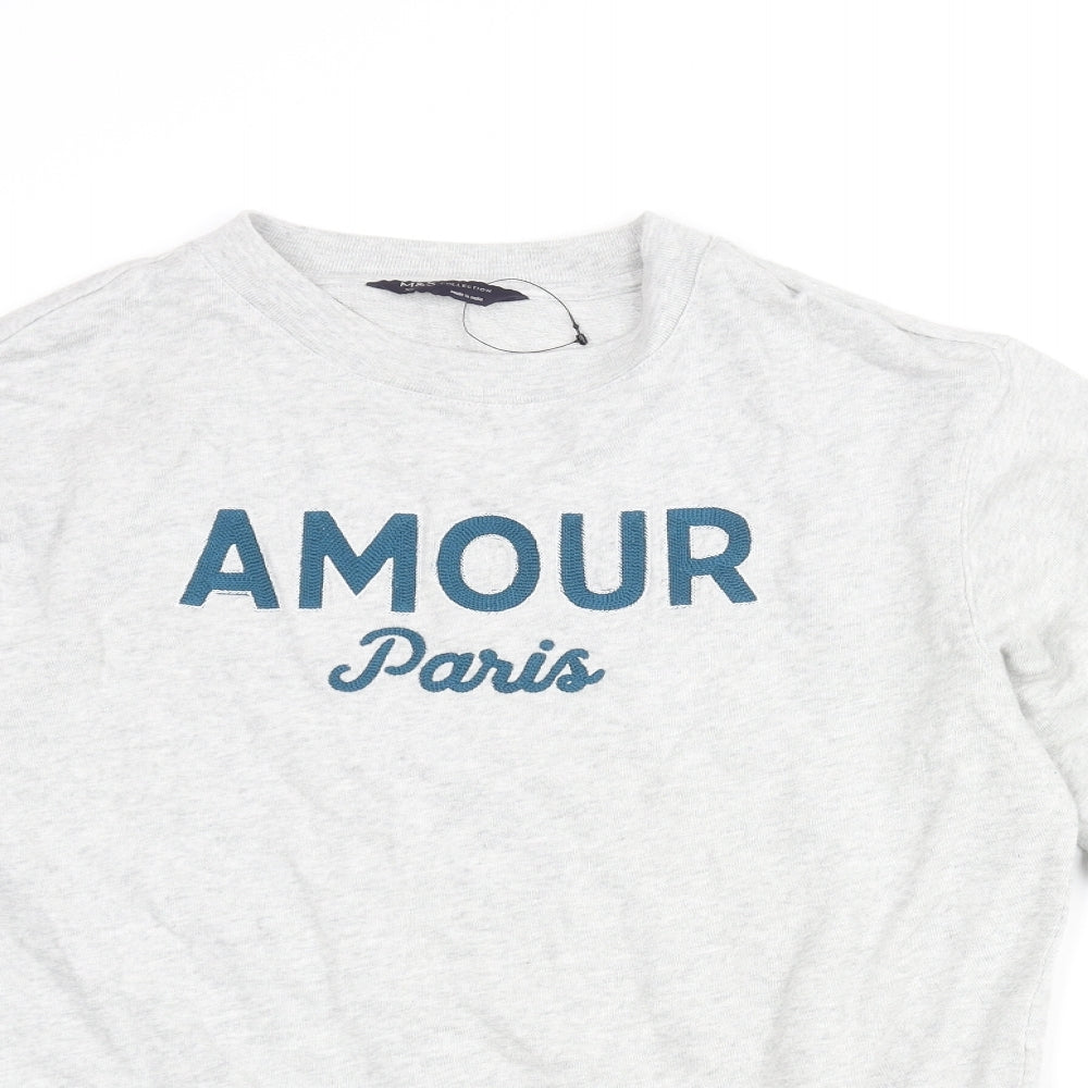 Marks and Spencer Womens Grey Cotton Pullover Sweatshirt Size XS Pullover - Amour Paris