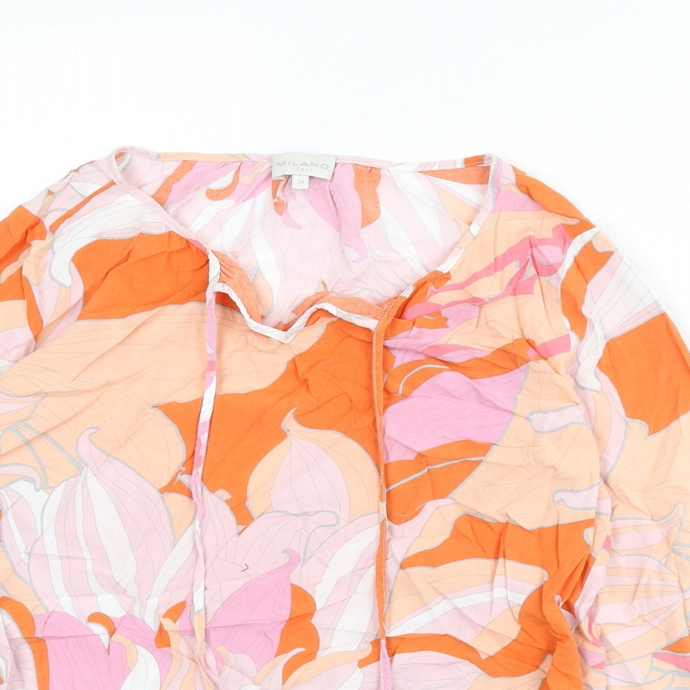 Milano Womens Multicoloured Geometric Viscose Basic Blouse Size 6 V-Neck