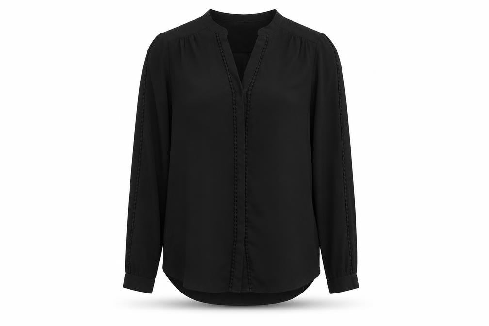 Wallis Womens Black Polyester Basic Button-Up Size 10 V-Neck - Lace Trim