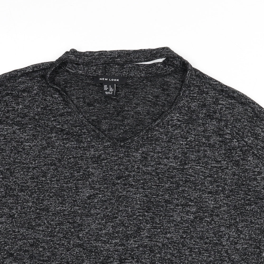 newl Womens Grey Viscose Basic T-Shirt Size S V-Neck
