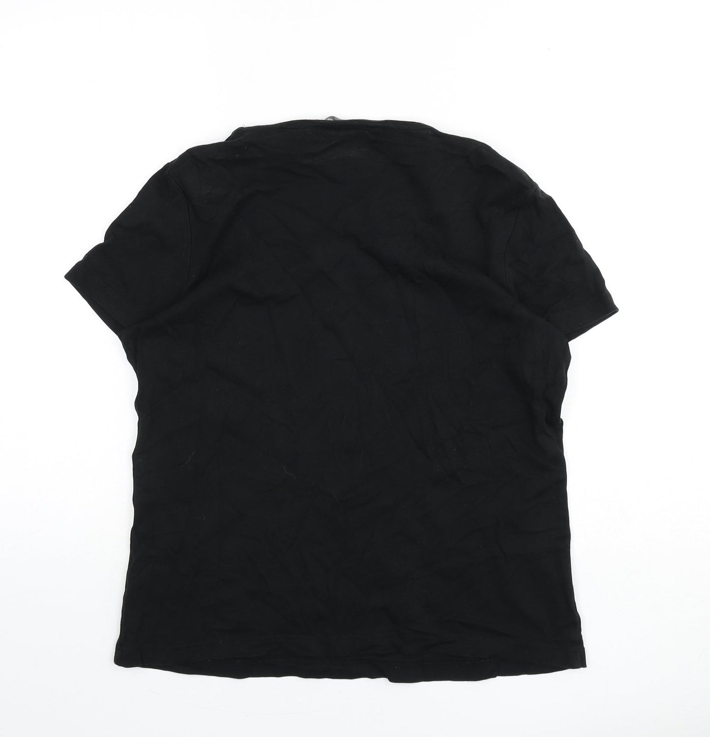 Bonmarché Womens Black 100% Cotton Basic T-Shirt Size M Scoop Neck