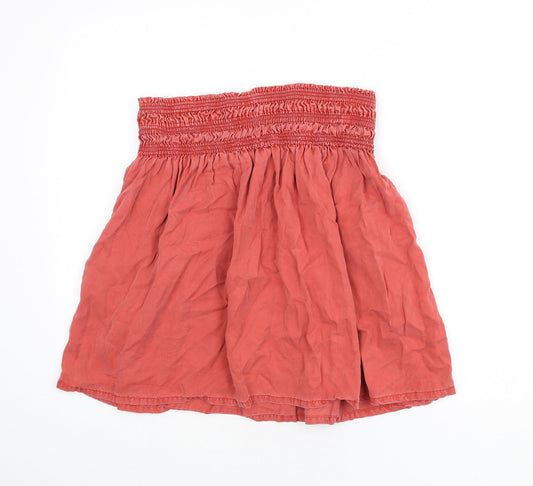 Zara Womens Pink Lyocell Flare Skirt Size L - Elastic Waist