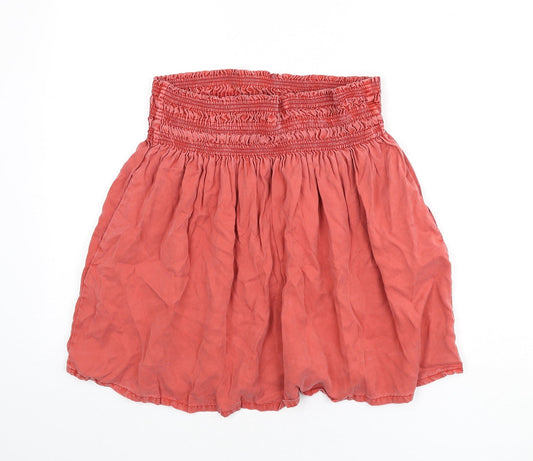 Zara Womens Pink Lyocell Flare Skirt Size L - Elastic Waist