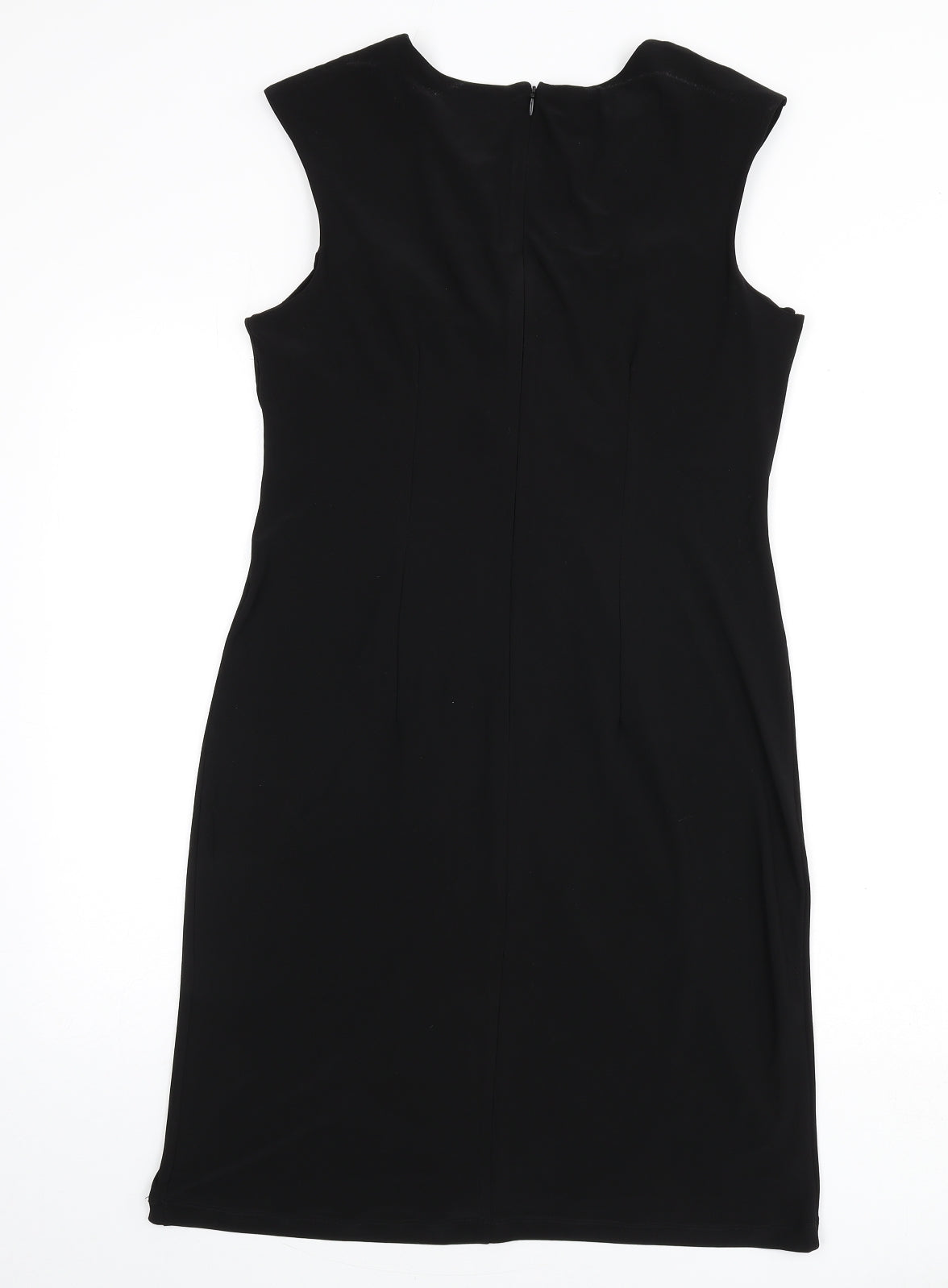 Nina Leonard Womens Black Polyester A-Line Size M Scoop Neck Zip - Knot Front
