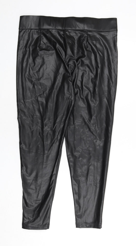 marks Womens Black Polyester Capri Leggings Size 16 L24 in - Short Length, Faux Leather