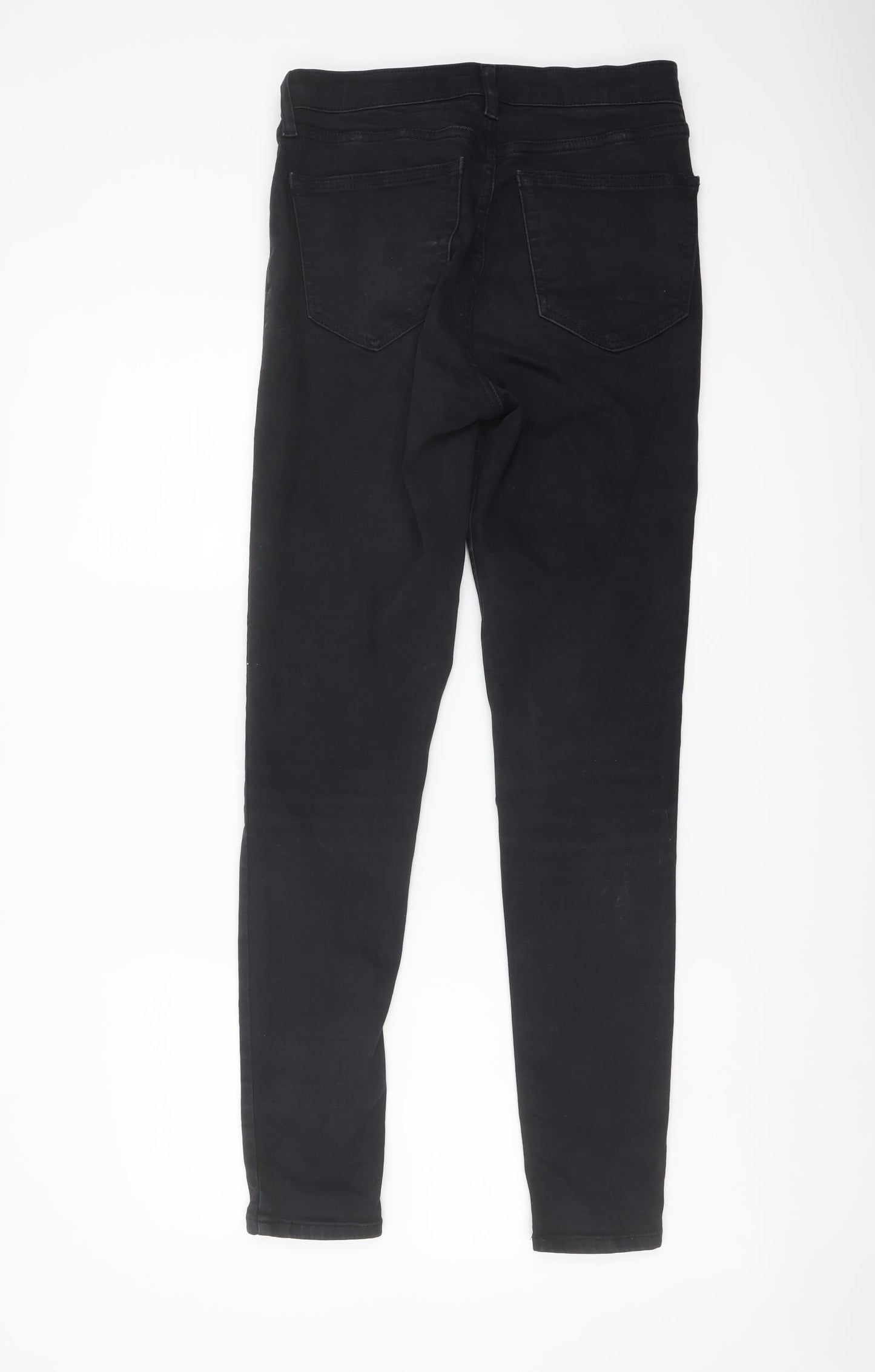 Topshop Womens Black Cotton Skinny Jeans Size 26 in L30 in Regular Button