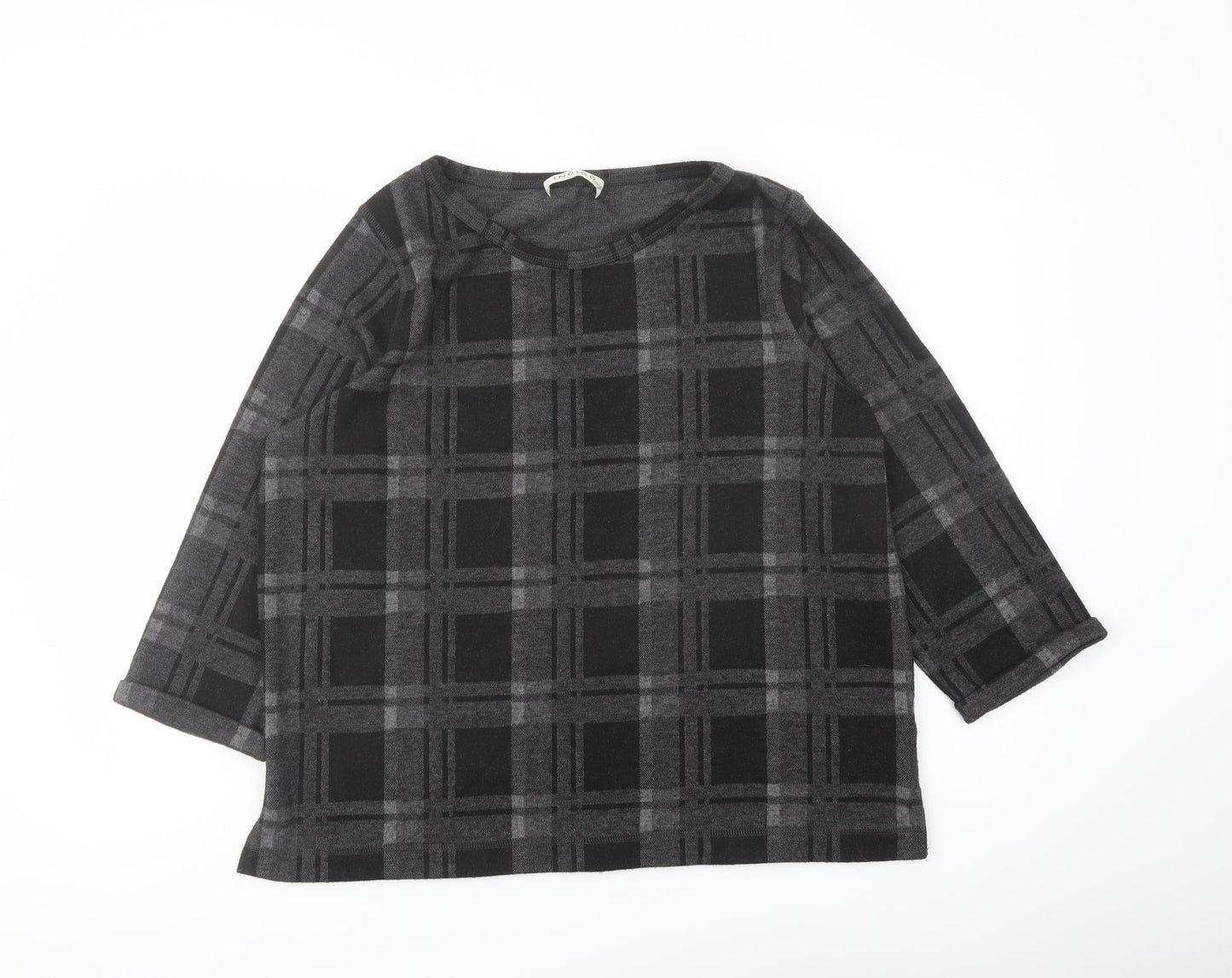 Indigo Womens Green Round Neck Plaid Polyester Pullover Jumper Size 16