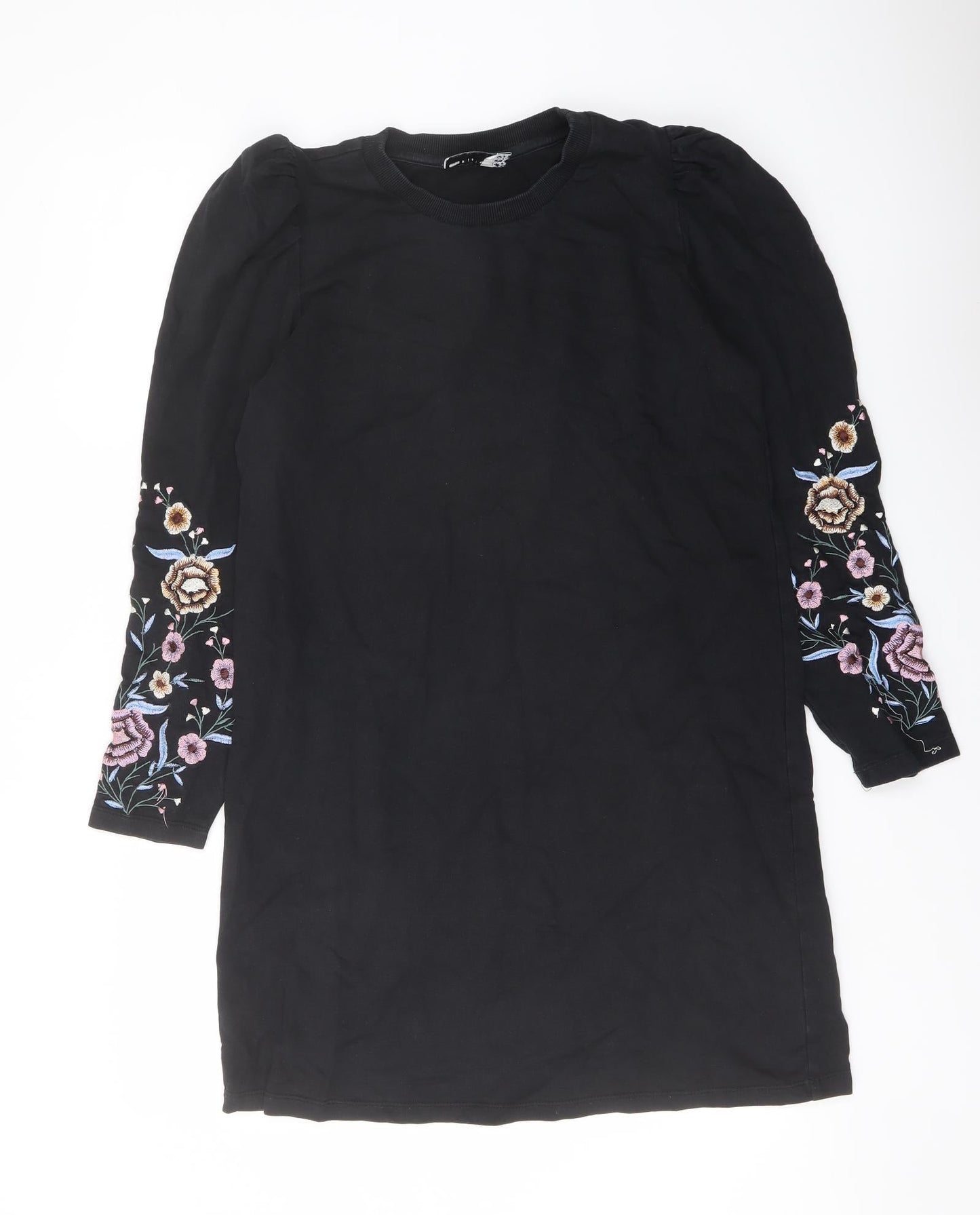 ASOS Womens Black Polyester A-Line Size 8 Crew Neck Pullover