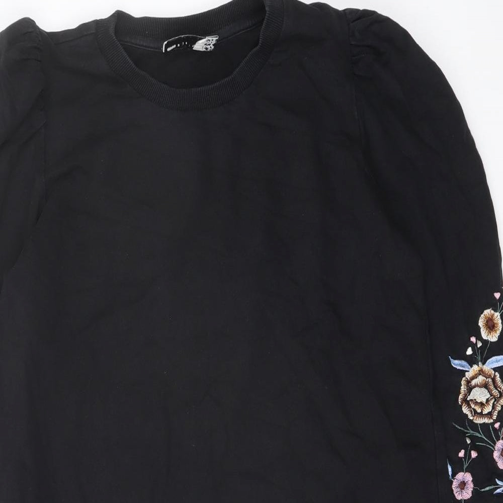 ASOS Womens Black Polyester A-Line Size 8 Crew Neck Pullover