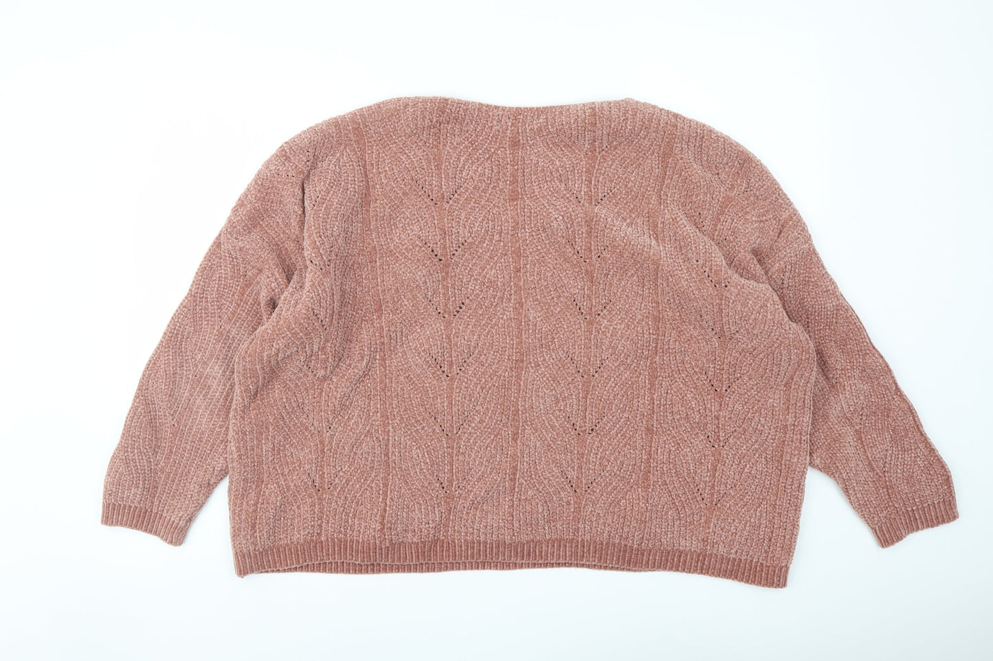 Stradivarius Womens Pink V-Neck Polyester Pullover Jumper Size M