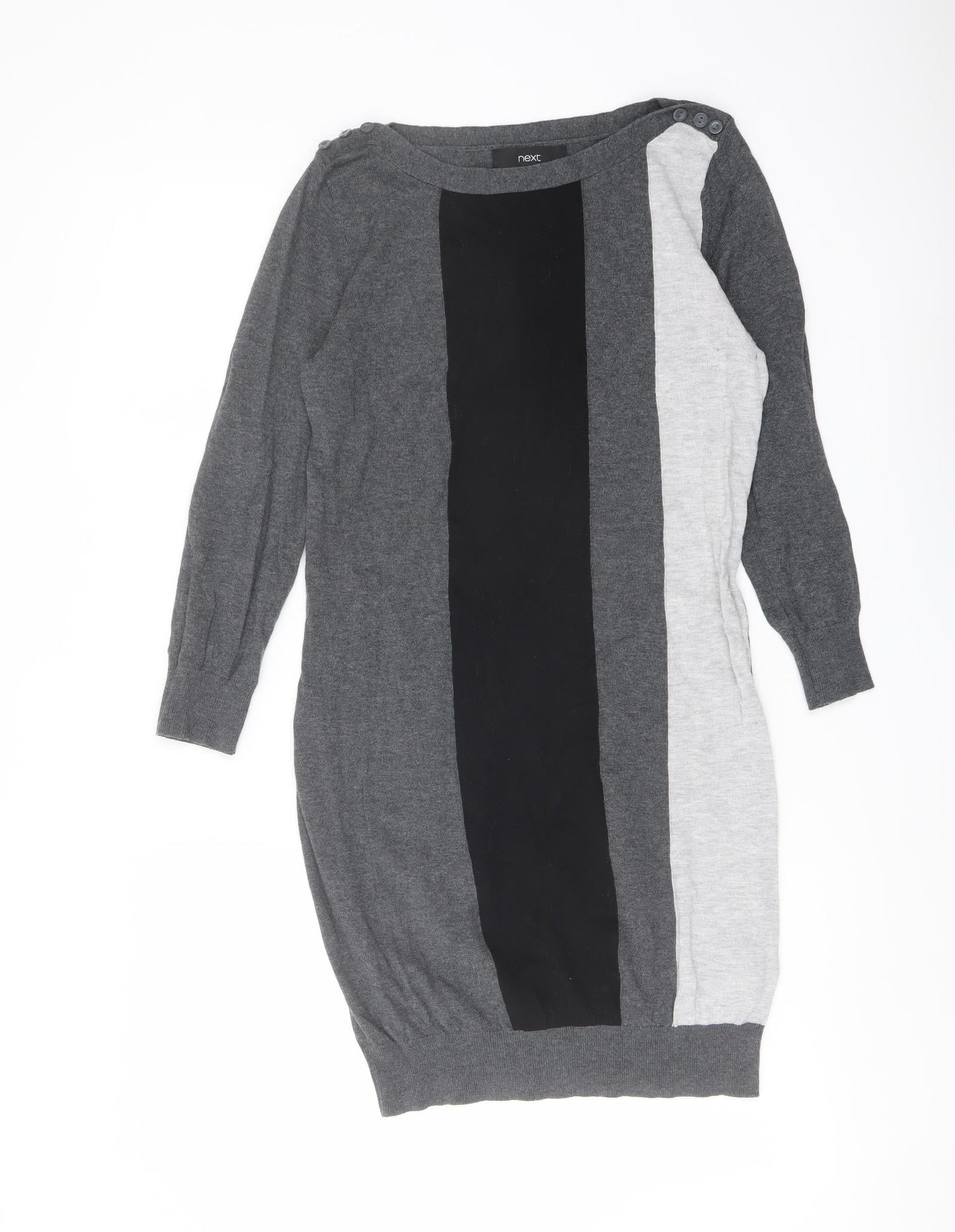 NEXT Womens Grey Boat Neck Cotton Tunic Jumper Size 8