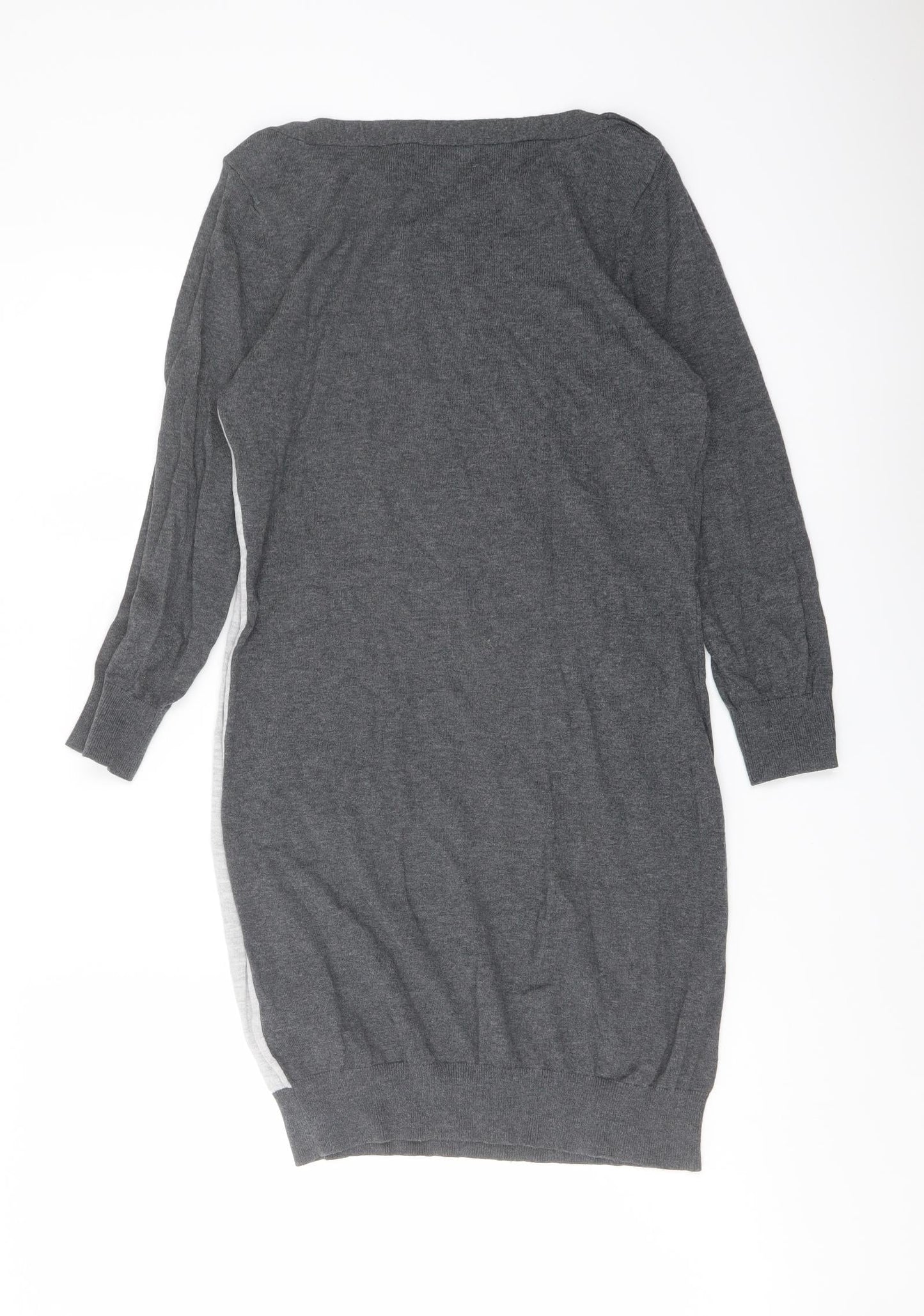 NEXT Womens Grey Boat Neck Cotton Tunic Jumper Size 8