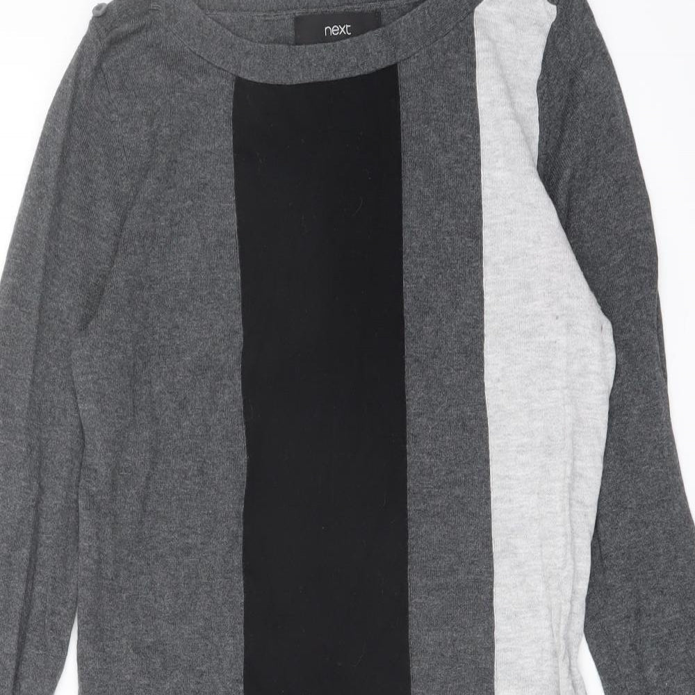 NEXT Womens Grey Boat Neck Cotton Tunic Jumper Size 8