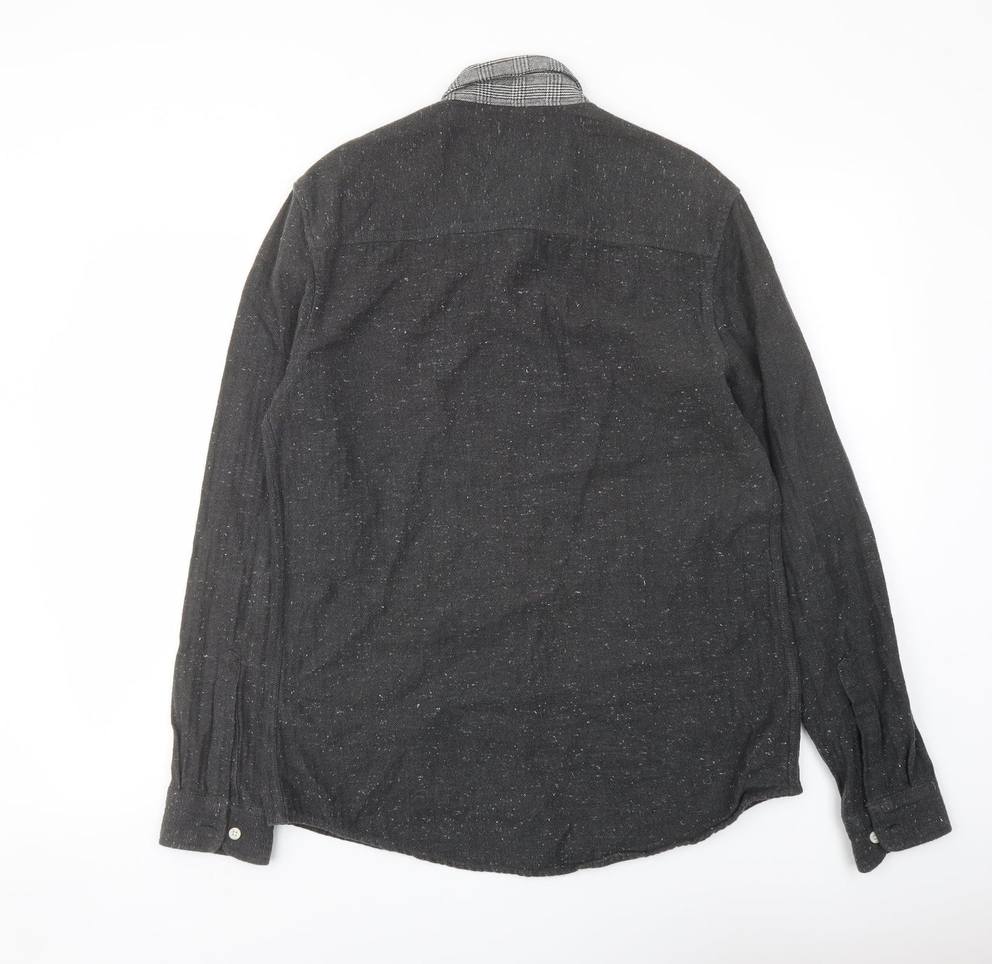 Topman Mens Grey Cotton Button-Up Size M Collared Button