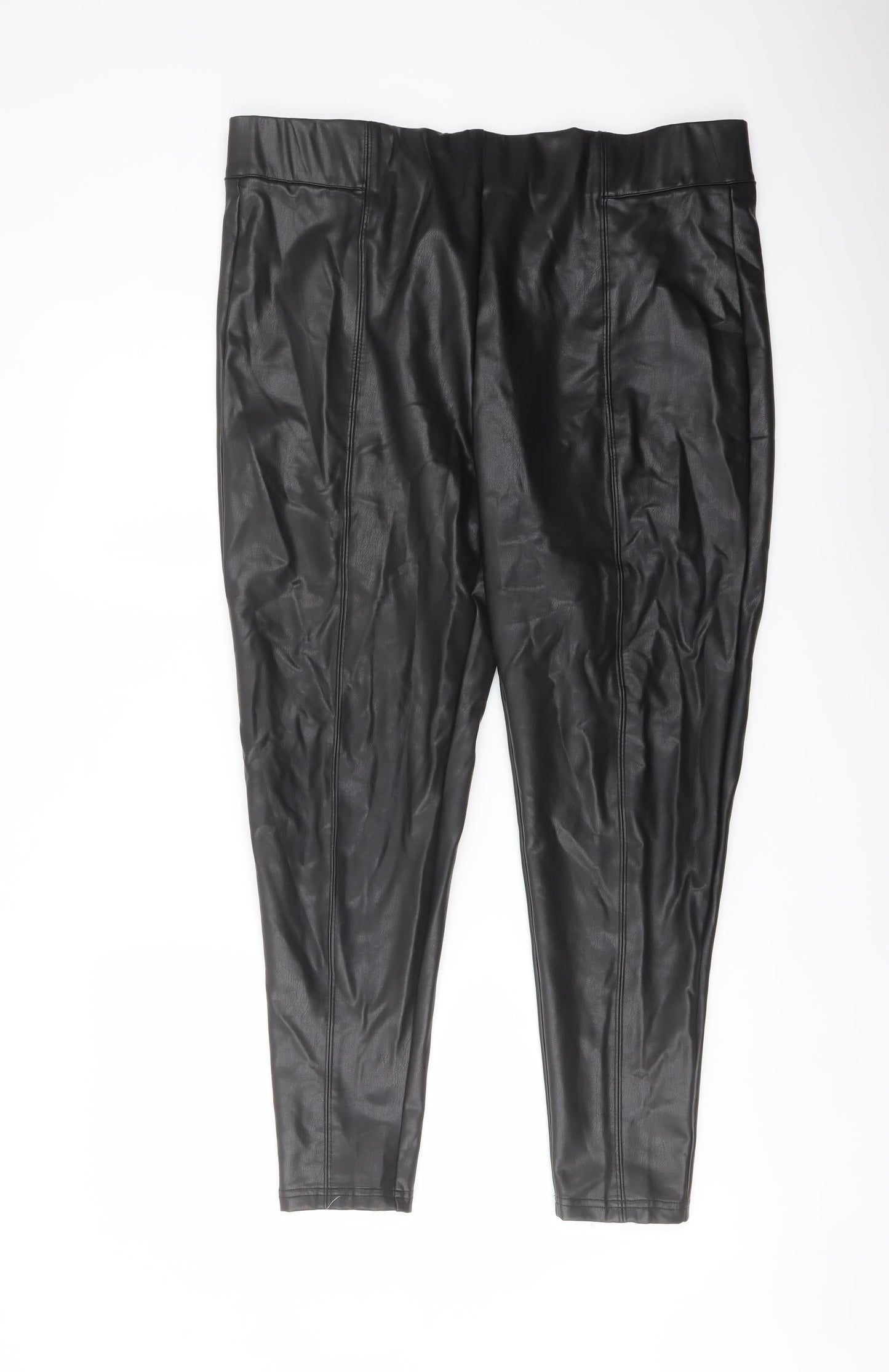 Marks and Spencer Womens Black Polyester Trousers Size 18 L26 in Regular