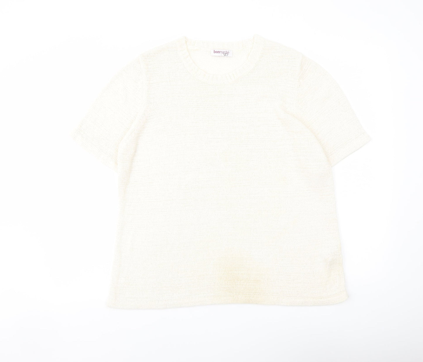 Bonmarché Womens Ivory Crew Neck Acrylic Pullover Jumper Size L
