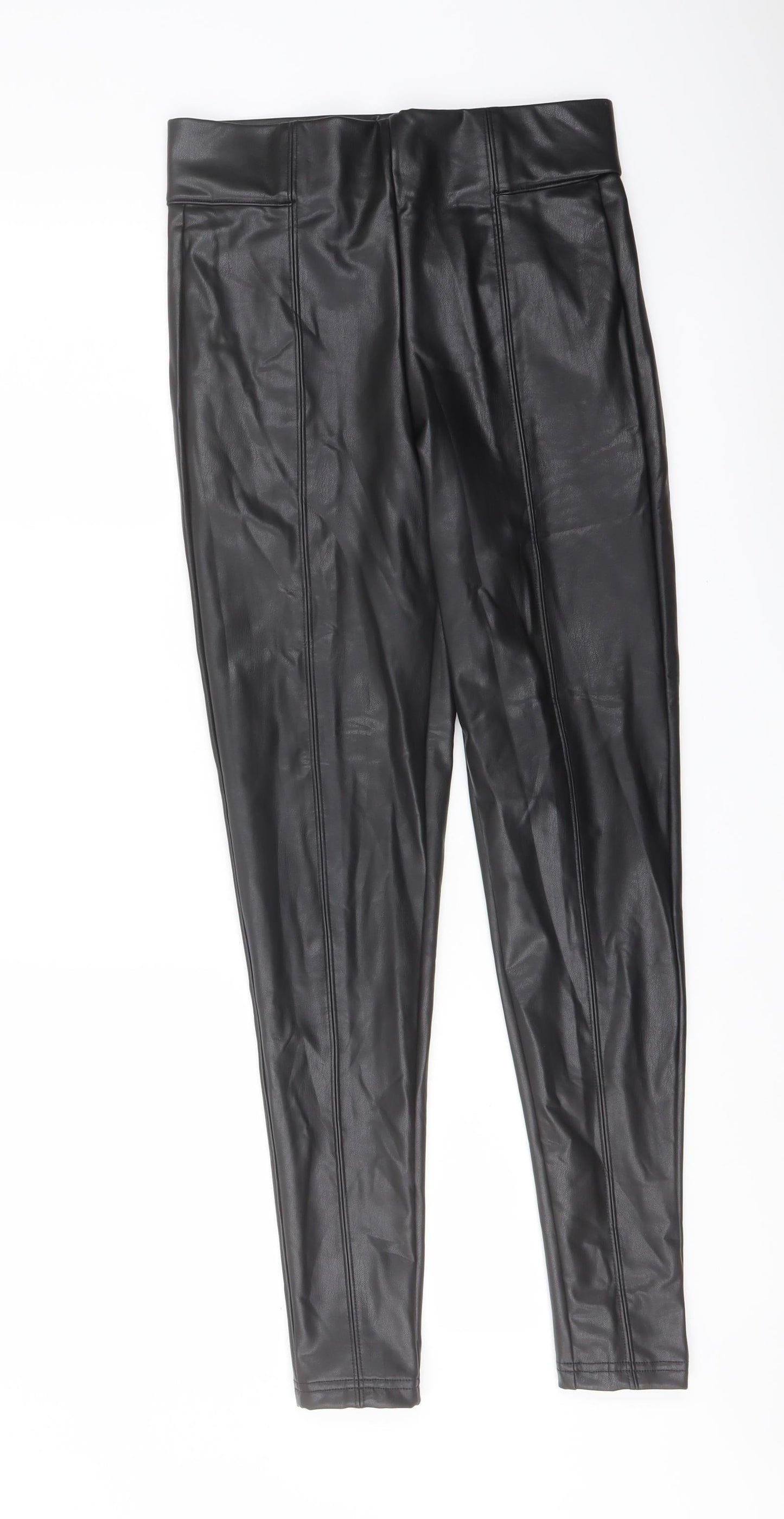 Marks and Spencer Womens Black Polyester Trousers Size 8 L27 in Regular