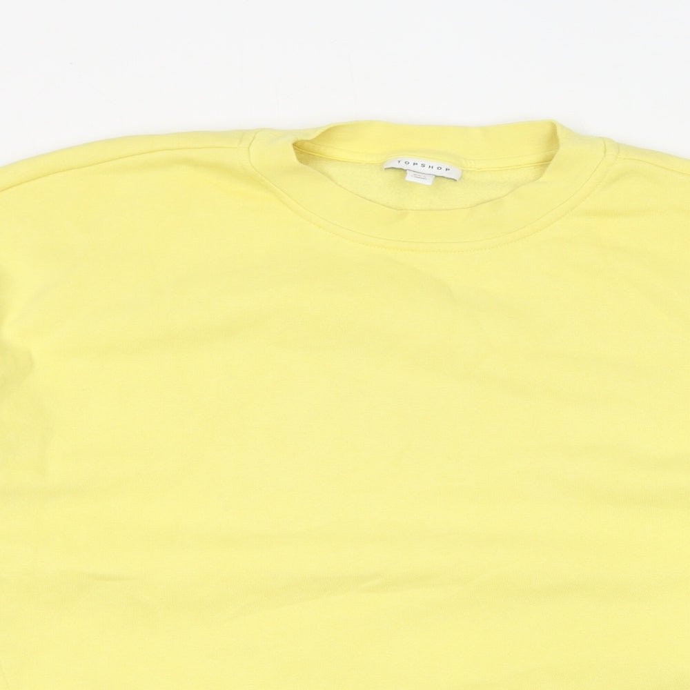 Topshop Womens Yellow Cotton Pullover Sweatshirt Size S Pullover