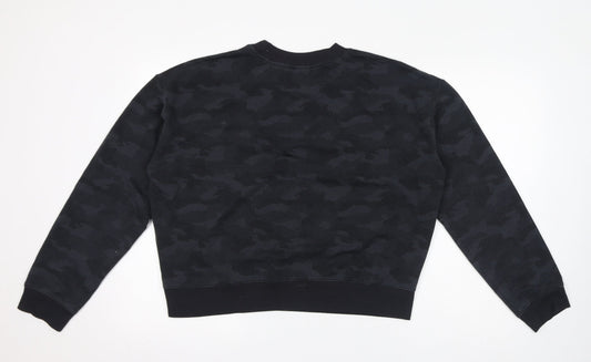 Reflex Womens Black Camouflage Polyester Pullover Sweatshirt Size XL Pullover - Cropped