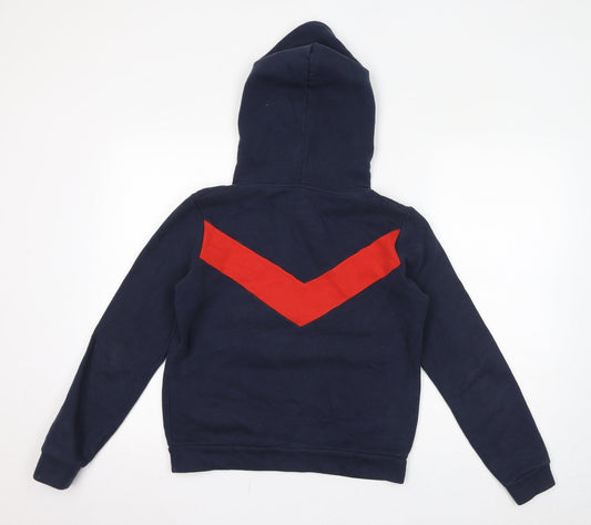 Jack Wills Womens Blue Colourblock Cotton Pullover Hoodie Size 6 Pullover - Logo