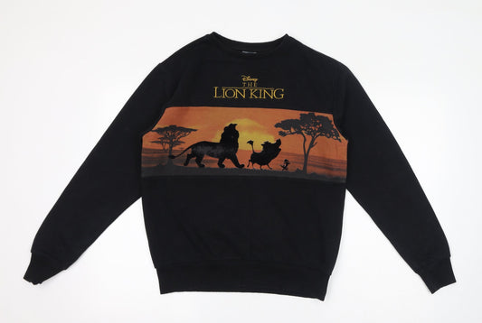 Disney Womens Black Cotton Pullover Sweatshirt Size XS Pullover - Sunset, Simba, The Lion King, Velvet Silhouettes